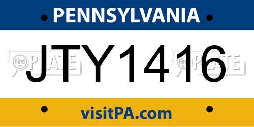 JTY1416 Pennsylvania License Plate