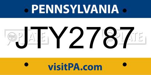 JTY2787 Pennsylvania License Plate