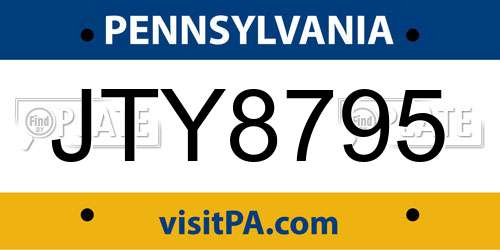 JTY8795 Pennsylvania License Plate