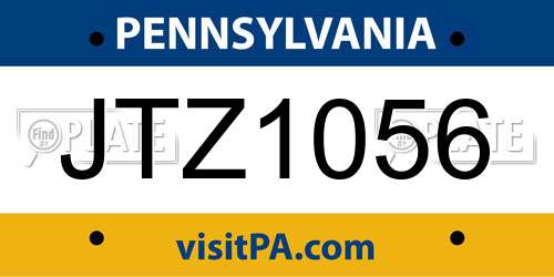 JTZ1056 Pennsylvania License Plate