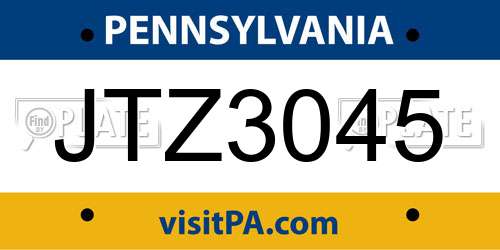 JTZ3045 Pennsylvania License Plate