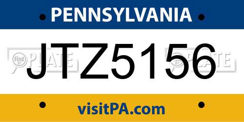 JTZ5156 Pennsylvania License Plate