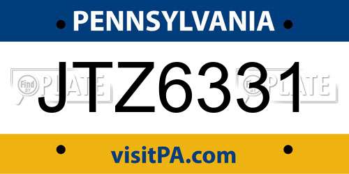 JTZ6331 Pennsylvania License Plate