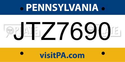 JTZ7690 Pennsylvania License Plate