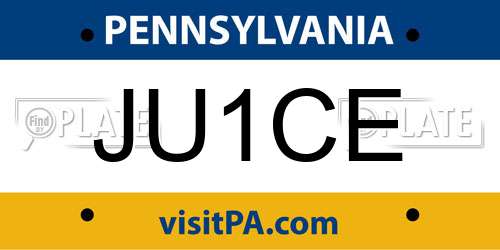 JU1CE Pennsylvania License Plate