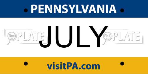 JULY Pennsylvania License Plate