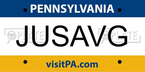 JUSAVG Pennsylvania License Plate
