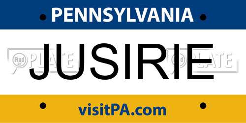 JUSIRIE Pennsylvania License Plate