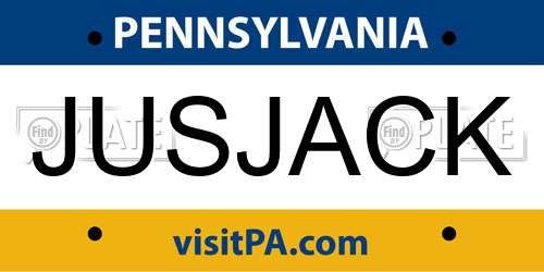 JUSJACK Pennsylvania License Plate