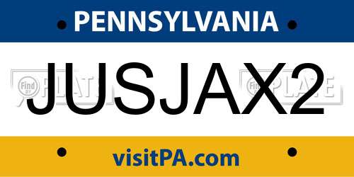 JUSJAX2 Pennsylvania License Plate