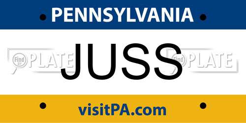 JUSS Pennsylvania License Plate
