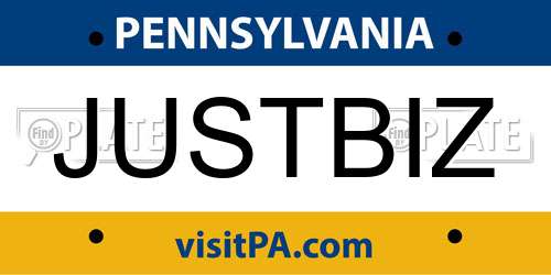JUSTBIZ Pennsylvania License Plate