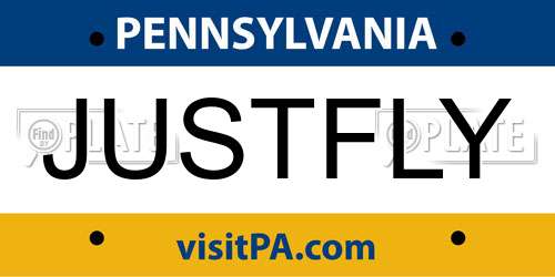 JUSTFLY Pennsylvania License Plate