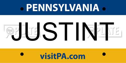 JUSTINT Pennsylvania License Plate