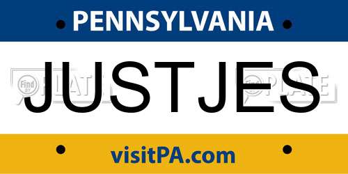 JUSTJES Pennsylvania License Plate