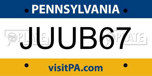 JUUB67 Pennsylvania License Plate