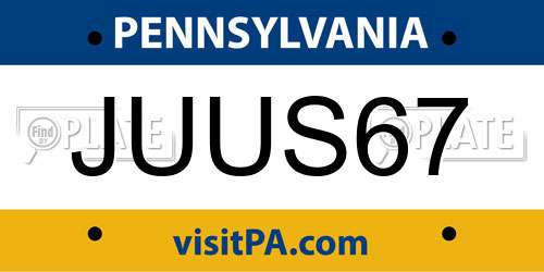 JUUS67 Pennsylvania License Plate