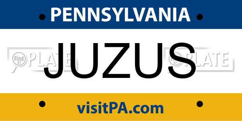 JUZUS Pennsylvania License Plate