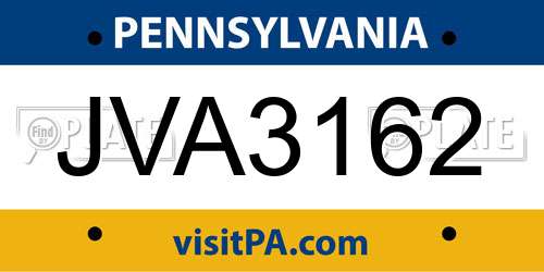 JVA3162 Pennsylvania License Plate