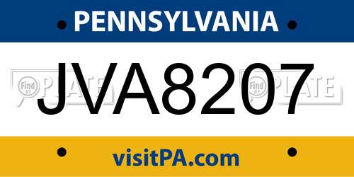 JVA8207 Pennsylvania License Plate