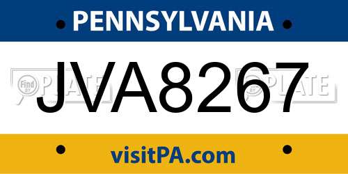 JVA8267 Pennsylvania License Plate