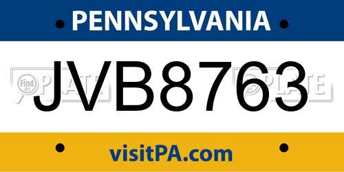 JVB8763 Pennsylvania License Plate