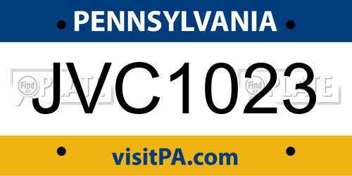 JVC1023 Pennsylvania License Plate
