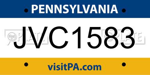 JVC1583 Pennsylvania License Plate