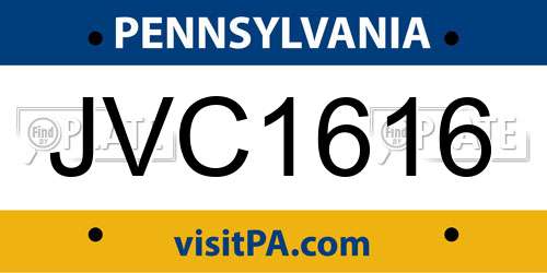 JVC1616 Pennsylvania License Plate