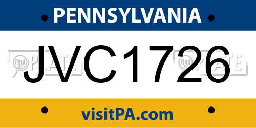 JVC1726 Pennsylvania License Plate