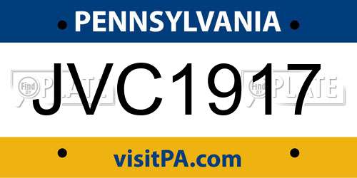 JVC1917 Pennsylvania License Plate