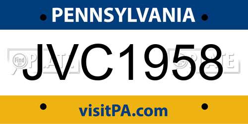 JVC1958 Pennsylvania License Plate