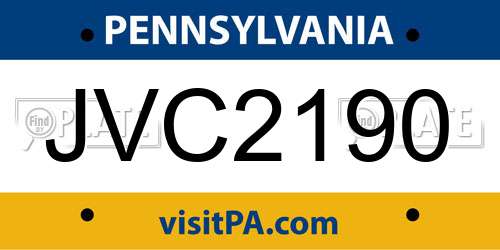 JVC2190 Pennsylvania License Plate