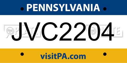 JVC2204 Pennsylvania License Plate