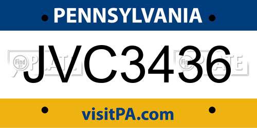 JVC3436 Pennsylvania License Plate