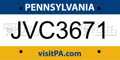 JVC3671 Pennsylvania License Plate