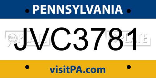 JVC3781 Pennsylvania License Plate