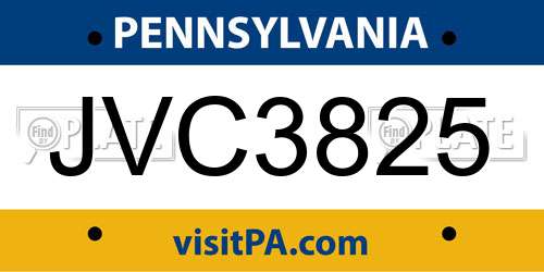 JVC3825 Pennsylvania License Plate