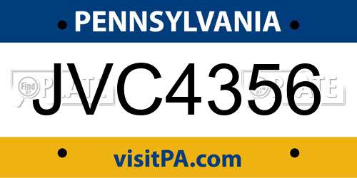 JVC4356 Pennsylvania License Plate