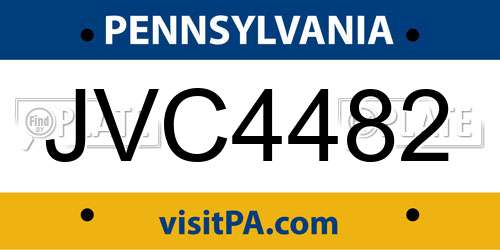 JVC4482 Pennsylvania License Plate