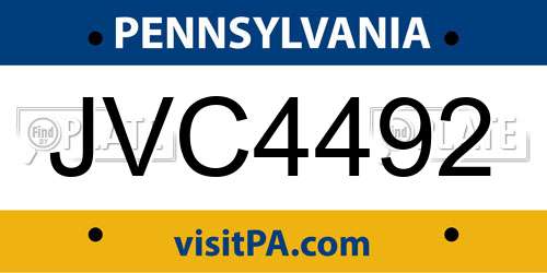 JVC4492 Pennsylvania License Plate
