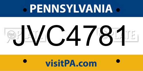 JVC4781 Pennsylvania License Plate