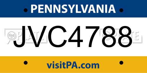 JVC4788 Pennsylvania License Plate