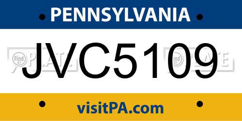 JVC5109 Pennsylvania License Plate