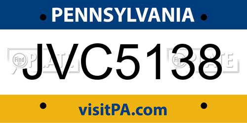 JVC5138 Pennsylvania License Plate