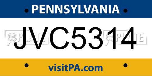 JVC5314 Pennsylvania License Plate