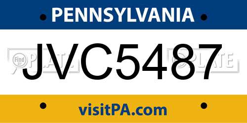 JVC5487 Pennsylvania License Plate