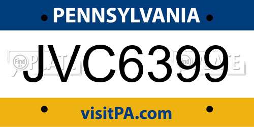 JVC6399 Pennsylvania License Plate