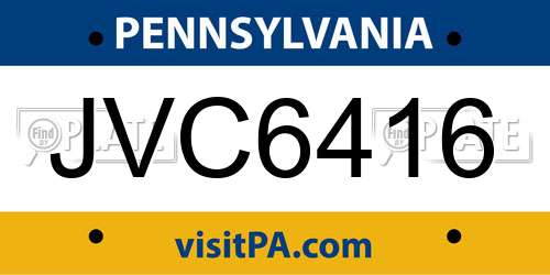JVC6416 Pennsylvania License Plate