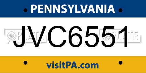 JVC6551 Pennsylvania License Plate